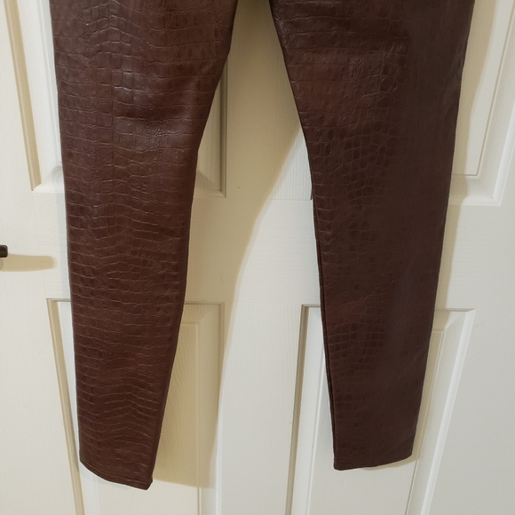 7 For All Mankind Chocolate Brown Faux Leather Leggings - Picture 5 of 8